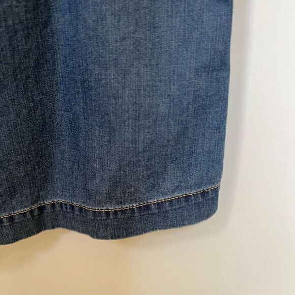 Chelsea28 Chambray Denim Ruffle Top Off the Shoulder Blouse Blue womens size xs - Picture 6 of 10